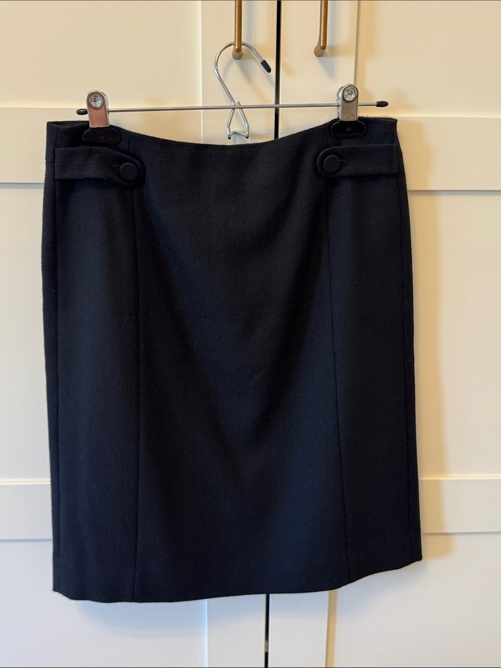 J. Crew Black Pencil Skirt with Button-Tab Waist